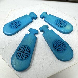 Bone Beads Pendants Turquoise Asian Cut Out Design 4 PC  42 x 17 mm